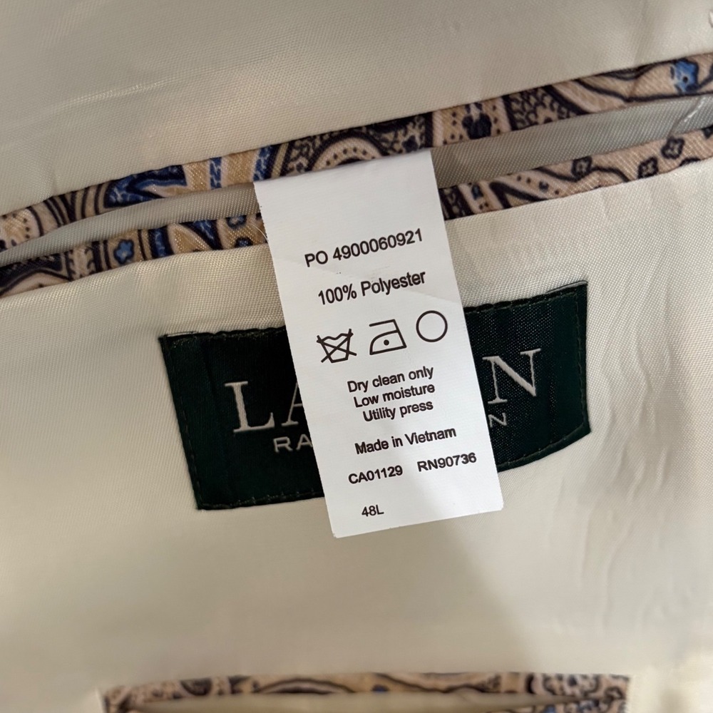 Lauren Ralph Lauren Mens Blue White Pinstripe Suit Set 48L 38W x 32L Seersucker - Picture 5 of 9
